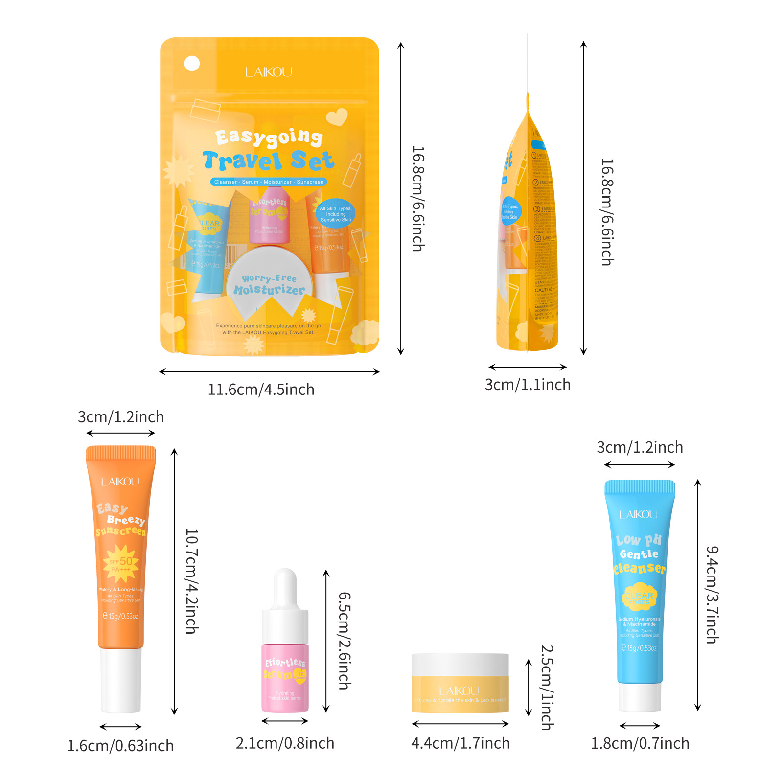 4PCS Laikou Ceramide Tuta da v - Hyaluronic Acid Facial Serum recensione e prezzo